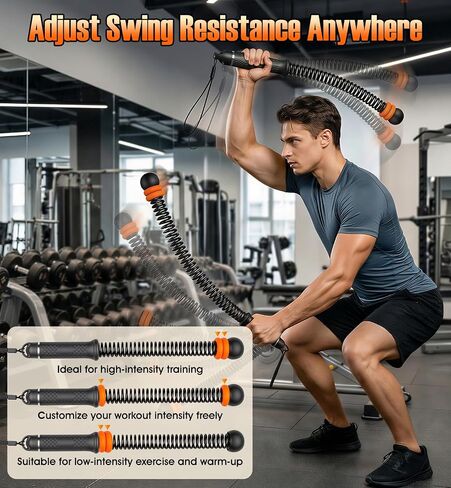 Weighted Ropeless Battle Ropes with Adjustable Spring Resistance, Quiet Cordless Battle Rope Sticks for Apartment Home Gym, Portable Workout Equipment with Weighted Handles for HIIT Cardio Training in Kuwait