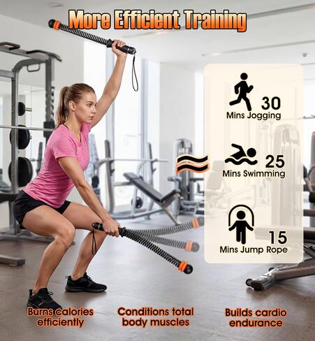 Weighted Ropeless Battle Ropes with Adjustable Spring Resistance, Quiet Cordless Battle Rope Sticks for Apartment Home Gym, Portable Workout Equipment with Weighted Handles for HIIT Cardio Training in Kuwait