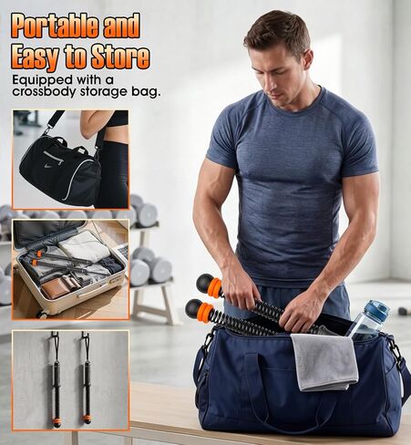 Weighted Ropeless Battle Ropes with Adjustable Spring Resistance, Quiet Cordless Battle Rope Sticks for Apartment Home Gym, Portable Workout Equipment with Weighted Handles for HIIT Cardio Training in Kuwait