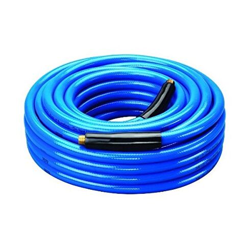 خرطوم هواء Amflo 554-50A أزرق 300 PSI Premium PVC مقاس 3/8 بوصة × 50 بوصة مع تركيبات نهاية MNPT 1/4 بوصة ومقيدات الانحناء in Kuwait