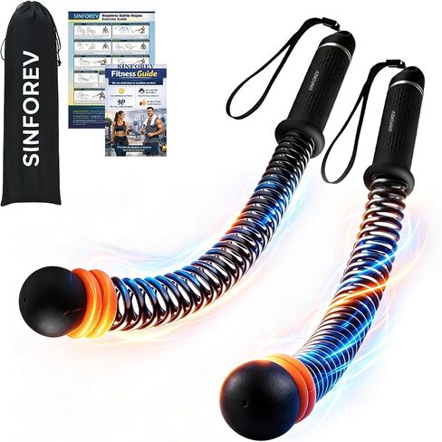 Portable Ropeless Battle Ropes for Home Gym - Weighted Cordless Battle Rope | Full Body Strength Building & HIIT and Cardio Training - Fitness Workout Equipment with Adjustable Resistance for Men & Women in Kuwait