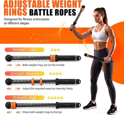 Portable Ropeless Battle Ropes for Home Gym - Weighted Cordless Battle Rope | Full Body Strength Building & HIIT and Cardio Training - Fitness Workout Equipment with Adjustable Resistance for Men & Women in Kuwait