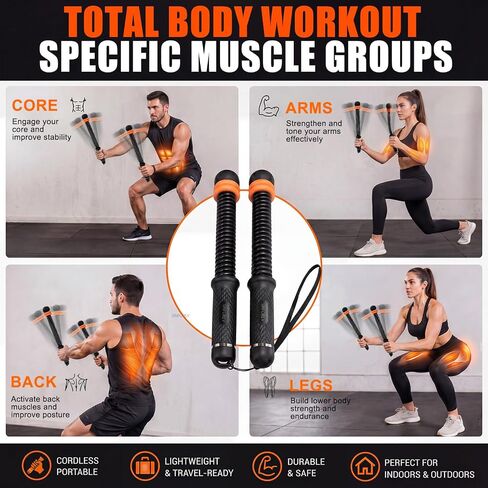 Portable Ropeless Battle Ropes for Home Gym - Weighted Cordless Battle Rope | Full Body Strength Building & HIIT and Cardio Training - Fitness Workout Equipment with Adjustable Resistance for Men & Women in Kuwait