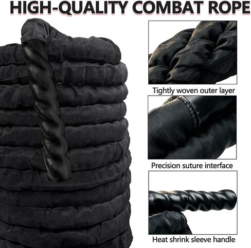 Battle Ropes Black Workout Rope 1.5 inch Battle Ropes for Home Gym 40ft Exercise Ropes for Working Out Heavy Ropes for Exercise Training Weighted Rope Weighted Workout Rope Battle Rope in Kuwait