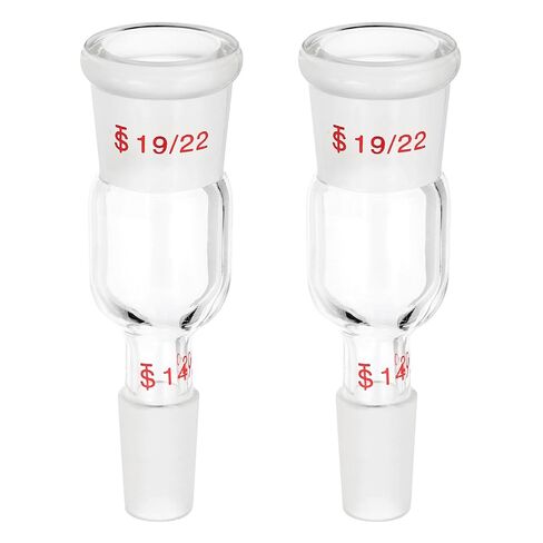 PATIKIL Glass Reducing Connecting Adapter, 2 Pcs from 19/22 Outer to 14/20 Inner Joint Connecting Adapter Distillation Parts for Lab Use Equipment Supply, Style 22 in Kuwait
