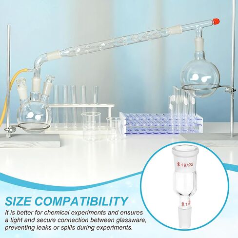 PATIKIL Glass Reducing Connecting Adapter, 2 Pcs from 19/22 Outer to 14/20 Inner Joint Connecting Adapter Distillation Parts for Lab Use Equipment Supply, Style 22 in Kuwait