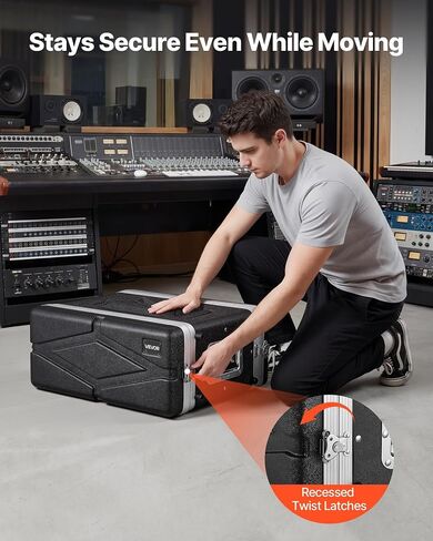 VEVOR 4U Rack Case، عمق 14 بوصة، خزانة رف الخادم ضحلة مع هيكل ABS، مزالج ملتوية غائرة، غطاء أمامي وخلفي قابل للفصل، سهل التركيب، لمكبر الصوت، 11.4 بوصة عمق داخلي in Kuwait