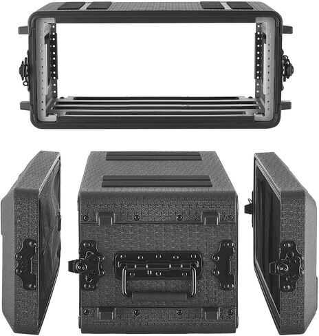 VEVOR 4U Rack Case، عمق 12 بوصة، حامل الطيران الضحل مع حجرة الميكروفون، هيكل من البولي إيثيلين، مزالج غائرة، سهل التركيب، لمكبر الصوت، 8.7 بوصة عمق داخلي in Kuwait