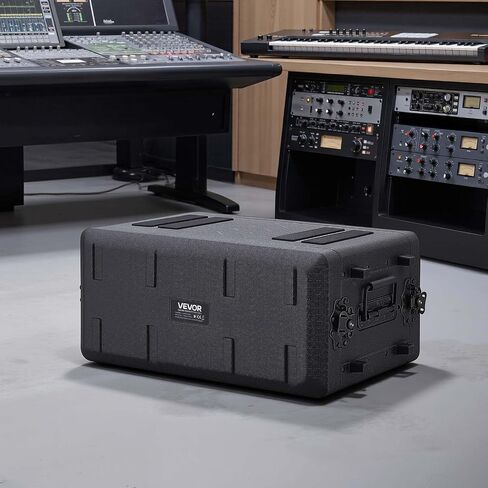 VEVOR 4U Rack Case، عمق 12 بوصة، حامل الطيران الضحل مع حجرة الميكروفون، هيكل من البولي إيثيلين، مزالج غائرة، سهل التركيب، لمكبر الصوت، 8.7 بوصة عمق داخلي in Kuwait