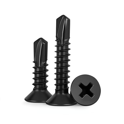 #6 x 3/4" (100 Pack) Flat Head Sheet Metal Screws Phillips Drive Fast Self-Tapping Screw Wood Screws, High-Strength 410 Stainless Steel, Black Oxide in Kuwait