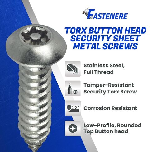 مسامير معدنية من صفائح الأمان Fastener Torx - #14 × 3/4 بوصة (10 عبوات) رأس زر، مقاومة للتلاعب، مسامير من الفولاذ المقاوم للصدأ مضادة للسرقة لمستوى أعلى من الأمان وحل تثبيت آمن in Kuwait