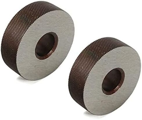 Steel Knurling Tool, 2 Pcs 26mm Silver Dual Wheel Knurl Diagonal Linear 1.0mm-3.0mm Pitch(2.5mm) in Kuwait