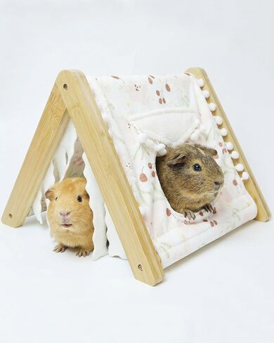 Guinea Pig House, Bamboo Hideout with Window, Bottomless Cage Accessory in Kuwait