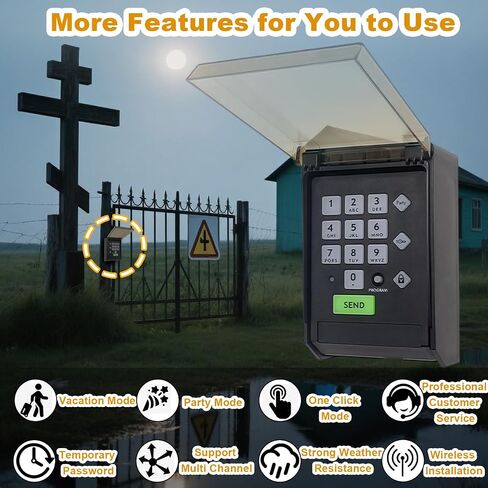 لوحة مفاتيح Ghost Gate Opener، لوحة مفاتيح شبح لاسلكية ممتازة مع غطاء مقاوم للطقس لفتحات البوابة التلقائية - موديل AXWK، متوافق مع جهاز التحكم عن بعد AXS1 AXP1 in Kuwait