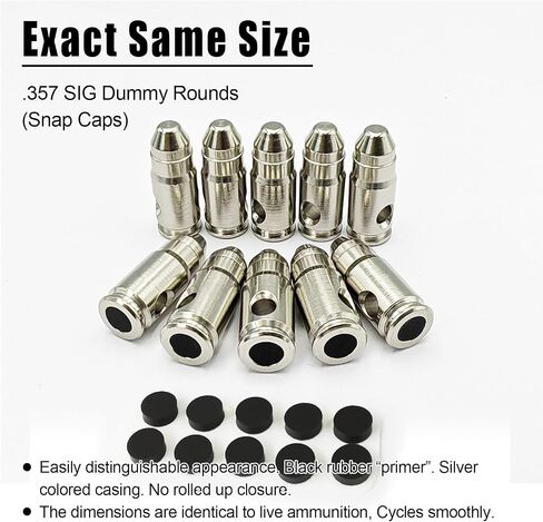 Training Snap Caps for Dry Fire Training Dummy Rounds Practice Safe Loading Firing (.357 SIG-10pcs) in Kuwait