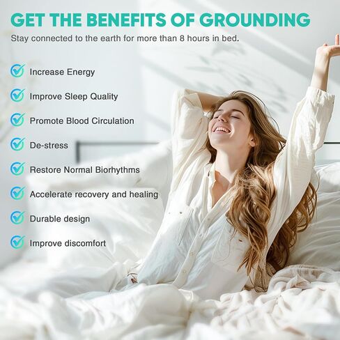 Grounding Sheets King, 95% Organic Cotton+ 5% Pure Silver Fiber, Grounding Sheets with Grounding Cord, Bed Grounding Kit for Healthy Sleep Therapy [White, King-76"x 80"x 15"] in Kuwait