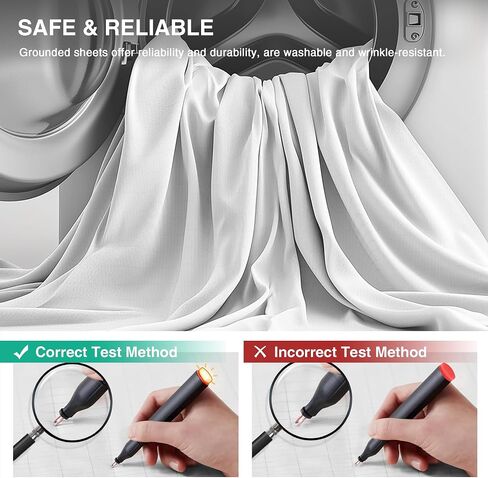 Grounding Sheets King, 95% Organic Cotton+ 5% Pure Silver Fiber, Grounding Sheets with Grounding Cord, Bed Grounding Kit for Healthy Sleep Therapy [White, King-76"x 80"x 15"] in Kuwait
