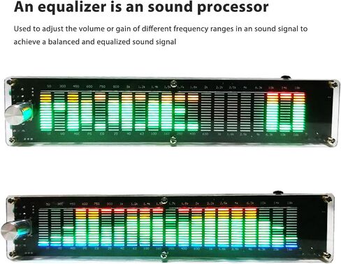 FLEXMAN Pro Audio Spectrum Analyzer, Dual Channel DSP 15 Band LED Digital Equalizer, DC5V 7~18V 0.5A 20Hz~20Khz Music Spectrum Level Light with Acrylic Shell in Kuwait