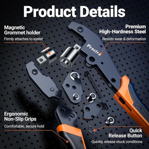 Preciva 3-Size Grommet Tool Kit of 1/2" 1/4" 3/8" - 360Pcs Eyelets Setting Tool & Hole Punch | Heavy Duty Eyelet Tool Kit for Tarps, Tents, Canvas, Vinyl & Leather Crafting in Kuwait