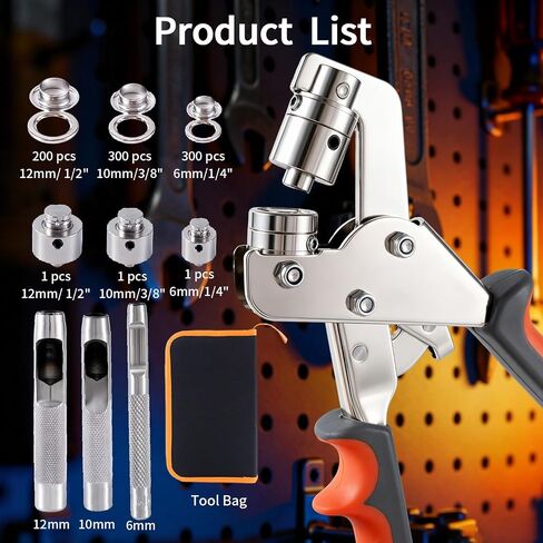 808Pcs Grommet Tool Kit, 3-Size Eyelet Setting Tool - 1/2" 1/4" 3/8" Grommet Eyelet Pliers Kit with 800Pcs Grommets for Fabric, Leather, Belt, Shoes, Clothes in Kuwait