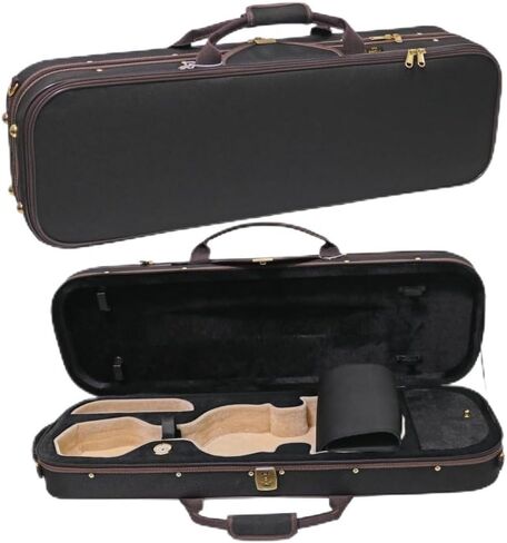 حقيبة كمان كاملة الحجم 4/4، حقيبة حمل محمولة خفيفة الوزن، حقيبة صلبة احترافية مستطيلة مع مقياس رطوبة مدمج، أشرطة كتف، بطانة قطيفة للكمان (أسود) in Kuwait