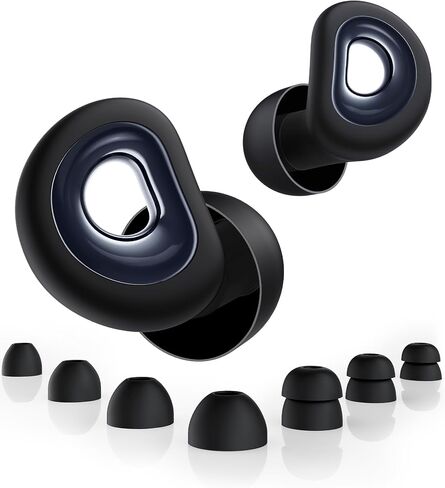 55dB Noise Reduction Ear Plugs for Sleeping, Reusable Noise Cancelling Earplugs for Snoring, Side Sleepers & Travel, Soft Silicone Hearing Protection for Concerts, Studying, Work, Airplane, 7 Ear Tips in Kuwait