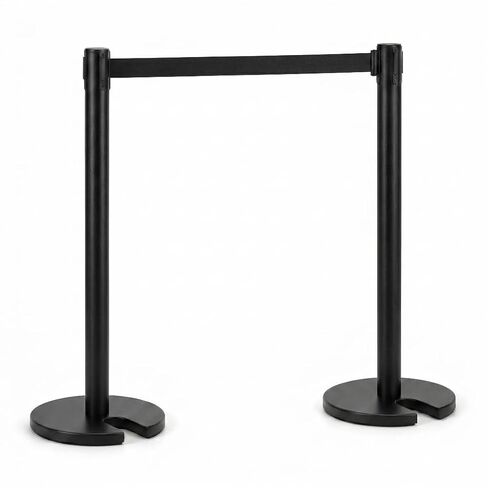 ESTROSO Matte Black Retractable Belt Stanchions, 2 Pack - 6.2ft Belt & Heavy 15lb Steel Base Crowd Control Barriers, Space-Saving Stackable Design for Hotels, Retail & Events in Kuwait