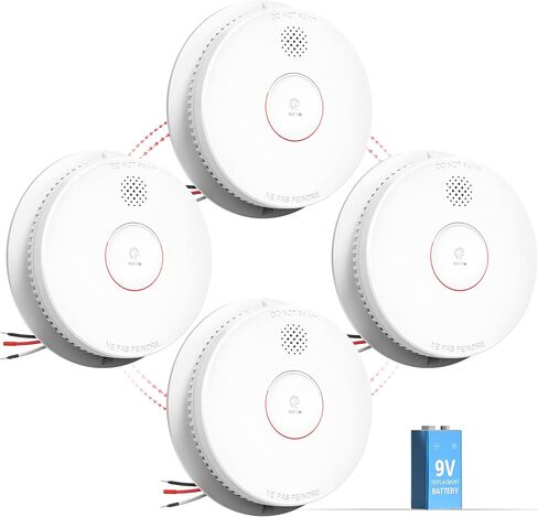 SITERWELL Smoke Detector, Hardwired Interconnected Smoke Detector, Photoelectric Smoke Alarm with 9V Backup Battery, Fire Alarm with Test/Silence Button, UL217-10th Listed, GS562A, 6 Packs in Kuwait