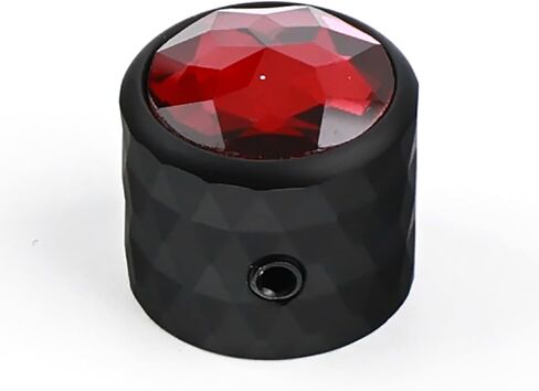 2PCS Solid Aluminum Guitar Knobs，Red Crystal Style Top Volume Tone Control Knobs with Allen Wrench, Fit 15/64"(6.1mm) Pot Shaft Electric Guitar Bass Replacement Parts(Matte Black) in Kuwait