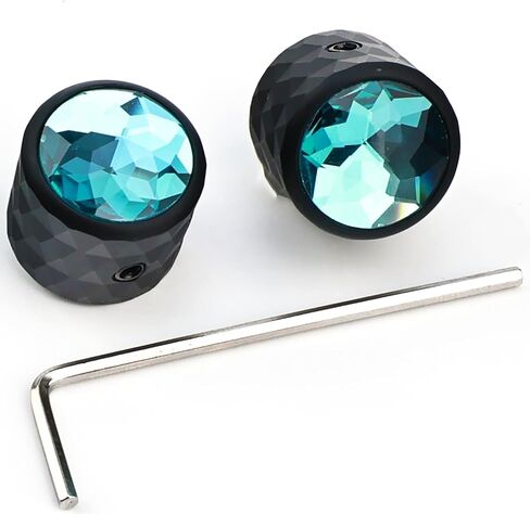 2PCS Solid Aluminum Guitar Knobs，Red Crystal Style Top Volume Tone Control Knobs with Allen Wrench, Fit 15/64"(6.1mm) Pot Shaft Electric Guitar Bass Replacement Parts(Matte Black) in Kuwait
