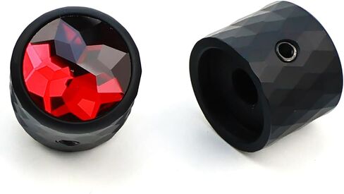 2PCS Solid Aluminum Guitar Knobs，Red Crystal Style Top Volume Tone Control Knobs with Allen Wrench, Fit 15/64"(6.1mm) Pot Shaft Electric Guitar Bass Replacement Parts(Matte Black) in Kuwait