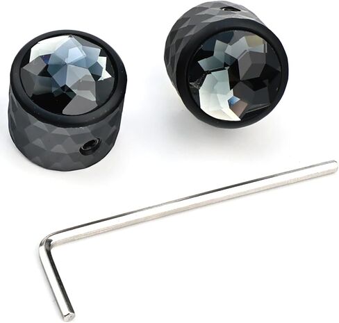 2PCS Solid Aluminum Guitar Knobs，Red Crystal Style Top Volume Tone Control Knobs with Allen Wrench, Fit 15/64"(6.1mm) Pot Shaft Electric Guitar Bass Replacement Parts(Matte Black) in Kuwait