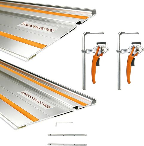 2 Quick Clamp For MFT with 110 Inch Track Saw Guide Rail Connector Set for Festool Track Saws, Includes 2x55" Aluminum Extruded Guided Rails and Connector for Woodworking Projects | Buy Quick Clamp and get a 110-inch rail for free. in Kuwait