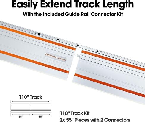 2 Quick Clamp For MFT with 110 Inch Track Saw Guide Rail Connector Set for Festool Track Saws, Includes 2x55" Aluminum Extruded Guided Rails and Connector for Woodworking Projects | Buy Quick Clamp and get a 110-inch rail for free. in Kuwait
