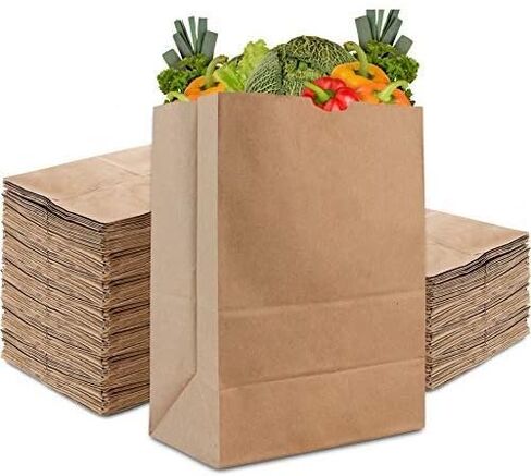 Stock Your Home 57 Lb Kraft Paper Bag (50 Count) Heavy Duty, Large Brown Paper Grocery Bags for Food Shopping, Recycling, Trash, Bulk Pack Size in Kuwait