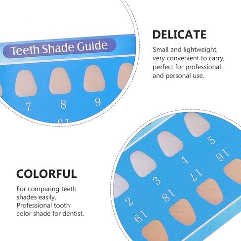50pcs Teeth Color Contrast Chart Paper Shade Guide Cards for Professional Use Dentist Comparing Shades Convenient to Carry Random Color in Kuwait