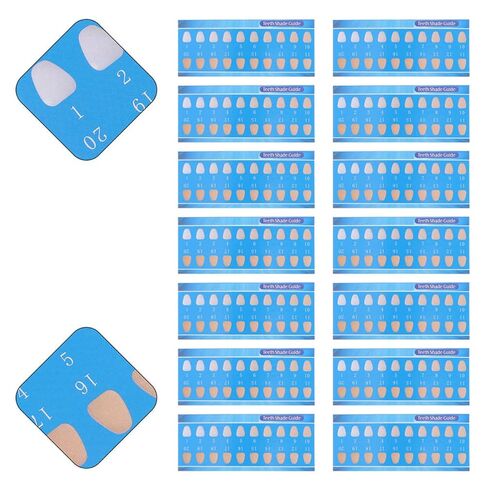 Didiseaon 30pcs Disposable Tooth Color Contrast Cards Paper Shade Guide for Professional and Personal Use Lightweight Oral Care Supplies Random Color in Kuwait