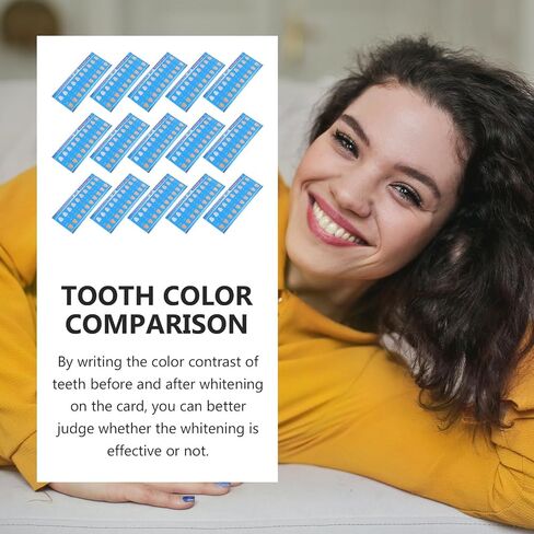 50pcs Paper Tooth Color Contrast Cards Shade Guide for Professional and Personal Use, Tracking Effect and Comparing Shades in Oral Care Random Color in Kuwait