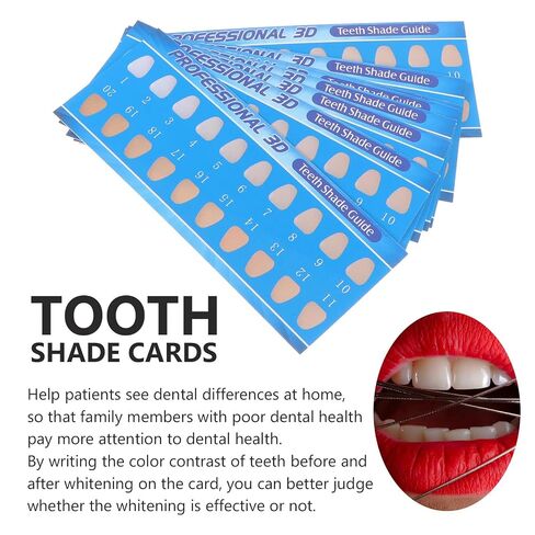 GANAZONO 50pcs Tooth Color Contrast Cards Shade Guide for Professional Use Small and Lightweight Paper Teeth Shade Chart for Dentists Random Color in Kuwait