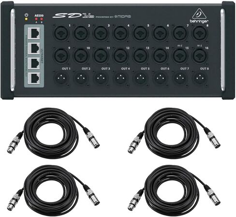 Behringer SD16 I/O Stage Box with 16x Remote-Controllable MIDAS Preamps, Bundle with 4x 25' Value Series XLR M to F Microphone Cable in Saudi Arabia
