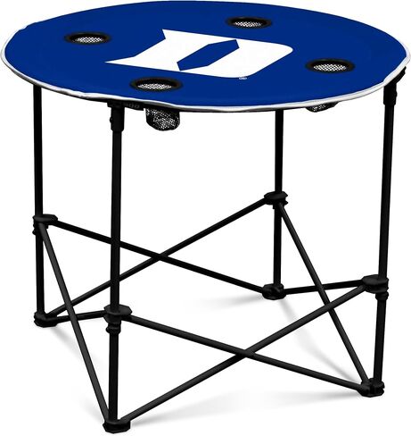 Duke Blue Devils D Logo Round Tailgating Table – Portable with Foldable Legs, 4 Cup Holders, Powder-Coated Steel, and 27.6" Surface Diameter, Team Color in Saudi Arabia