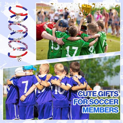 18PCS Soccer Fan Bracelets for Women Men, Heishi Clay Beaded Stretch Stackable Bracelets, Hypoallergenic Game Day Jewelry, Friendship Gifts in Saudi Arabia
