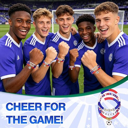 18PCS Soccer Fan Bracelets for Women Men, Heishi Clay Beaded Stretch Stackable Bracelets, Hypoallergenic Game Day Jewelry, Friendship Gifts in Saudi Arabia