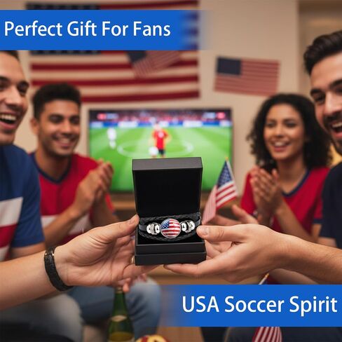 2PCS كأس العالم العلم الأمريكي سوار الولايات المتحدة الأمريكية أساور كأس العالم لكرة القدم الوطنية أساور للرجال النساء أساور كرة القدم بو الجلود مضفر حبل سوار كأس العالم لكرة القدم حزب تفضل in Kuwait