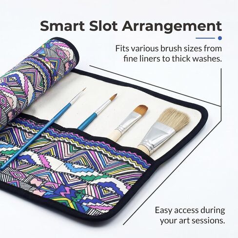 2Pack Art Paint Brush Holder ، Deluxe Flamingo Story Storage Organizer Roll-up case ، حماية الفنان أكريليك زيت بروشيات ألوان مائية (فلامنغو 20 جيوب فتحة) in Kuwait