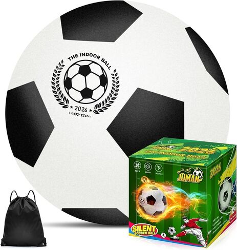 juman Silent Foam Soccer Ball Size 5 – Airless Indoor Training Ball with Backpack, Soft & Durable Fabric Cover, House Ball for Quiet Dribbling Practice, Gift for Ages 3 4 5 6 7 8-12 in Saudi Arabia