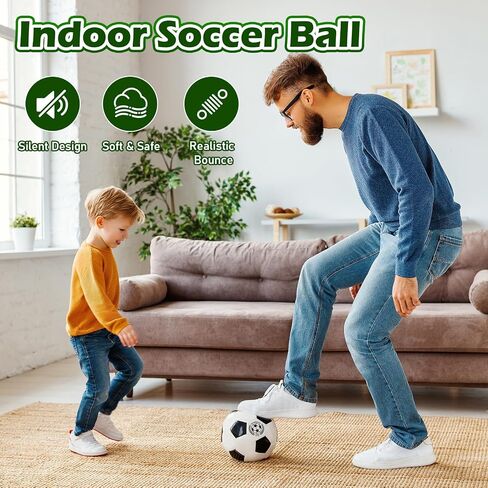 juman Silent Foam Soccer Ball Size 5 – Airless Indoor Training Ball with Backpack, Soft & Durable Fabric Cover, House Ball for Quiet Dribbling Practice, Gift for Ages 3 4 5 6 7 8-12 in Saudi Arabia