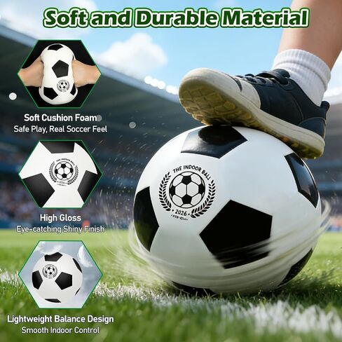 juman Silent Foam Soccer Ball Size 5 – Airless Indoor Training Ball with Backpack, Soft & Durable Fabric Cover, House Ball for Quiet Dribbling Practice, Gift for Ages 3 4 5 6 7 8-12 in Saudi Arabia
