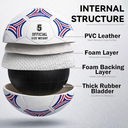 2 Pack Soccer Ball Size 5,Soccer Ball Set with 2 Bag, 1 Pump and 2 Needles,Soccer Ball Gifts for Teenagers,Official Size Ball,Indoor and Outdoor Training and Competitions use in Saudi Arabia
