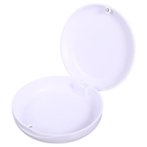 INOOMP Portable White Abs Denture Storage Box Lightweight Retainer Case Mouth Guard Container for Daily Use by People Who Wear Fake or Orthodontic Appliances in Saudi Arabia